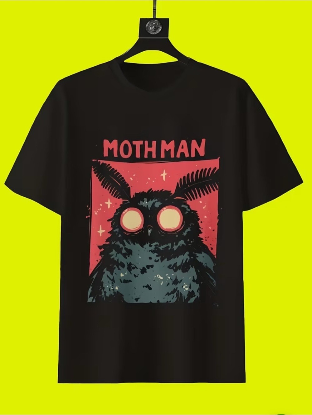 Mothman Graphic Tee in Black, Cryptid Halloween, Cotton Unisex T-Shirt, S/M/L